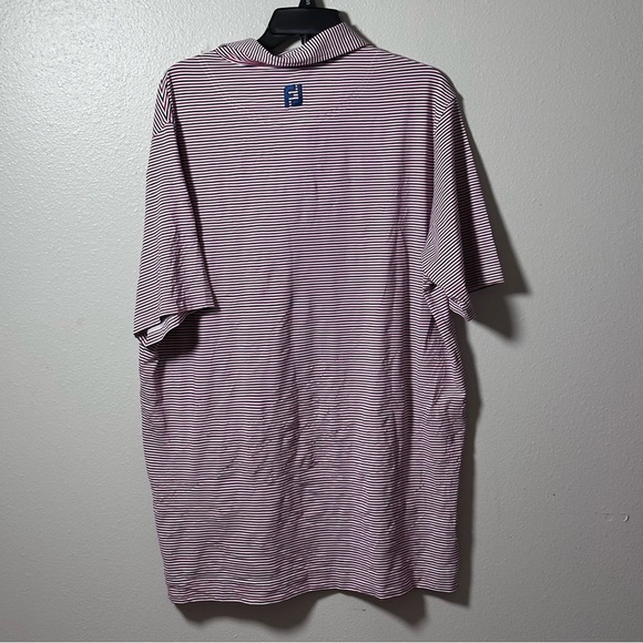 FJ Foot Joy Polo Shirt Men Blue/Red Striped Performance Short Sleeve size Large - Picture 7 of 10
